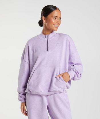 Dámské Accessories Gymshark Rest Day Sweats 1/2 Zip Pullover Fialové | CZ 3786AHK